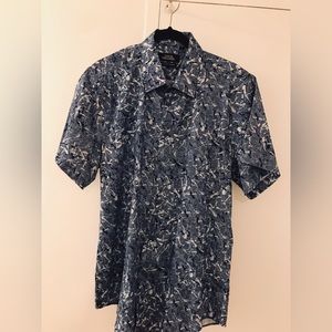Men Short Sleeve paint splash button shirt